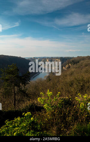 Vue de la rivière Avon et de l'Avon Gorge de Clifton, Bristol, Gloucestershire, England, UK Banque D'Images