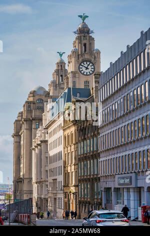 Rue de l'eau,Liver Building,Liverpool, Angleterre Banque D'Images