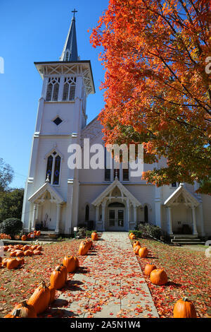 Citrouille dans une église de Bedford, New York Banque D'Images