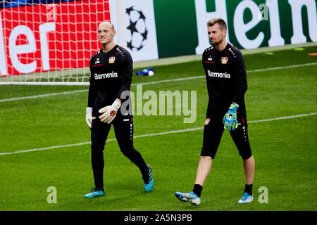 Madrid, Espagne. 21 Oct, 2019. Les joueurs du Bayer 04 Leverkusen assister à la session de formation avant le match de la Ligue des Champions entre l'Atletico de Madrid et Bayer 04 Leverkusen au stade Wanda Metropolitano de Madrid. Credit : SOPA/Alamy Images Limited Live News Banque D'Images