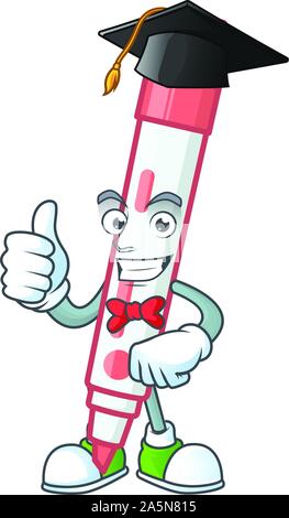 L'obtention du diplôme d'icône rouge blanc marqueur avec mascot Illustration de Vecteur