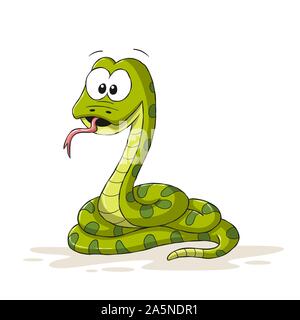 Funny cartoon serpent. Hand drawn vector illustration avec des calques distincts. Illustration de Vecteur