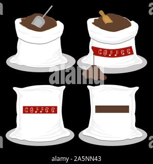 Logo illustration sur le thème grand jeu de couleur différents types SAC, nouvelle icône de la taille de la caféine. La caféine est constituée de collection accessoire pour sacs. Illustration de Vecteur