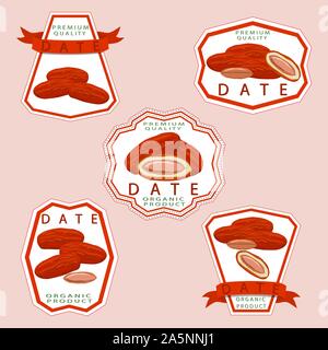 Illustration sur le thème grand ensemble de couleur différents types de fruits date de la vie en bonne santé. Modèle des fruits Date composé d'un accessoire collection Illustration de Vecteur