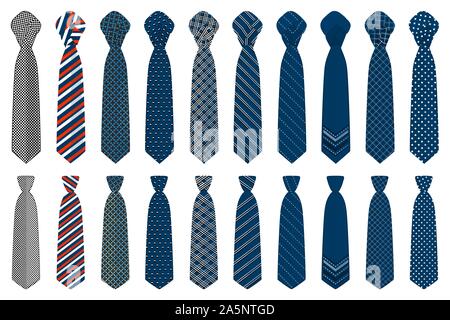 Illustration sur le thème gros définir différents types de liens, les cravates de plusieurs tailles. La collection est constituée de vêtements en matières textiles pour cravate celebrati Illustration de Vecteur