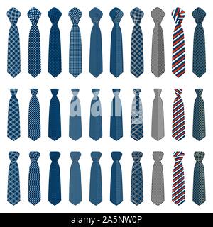 Illustration sur le thème gros définir différents types de liens, les cravates de plusieurs tailles. La collection est constituée de vêtements en matières textiles pour cravate celebrati Illustration de Vecteur