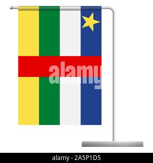 République centrafricaine drapeau de table. Mât en métal. Drapeau national de la République centrafricaine illustration Banque D'Images