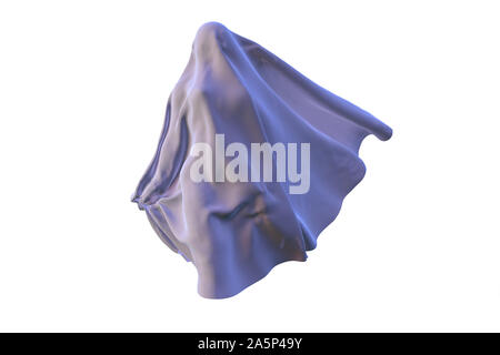 Figure féminine Ghost Blanc volant recouvert d'une feuille de couverture sur fond blanc. Halloween 3d illustration Banque D'Images