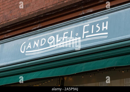 Restaurant de poissons Gandolfi, Merchant City, Glasgow, Écosse, Royaume-Uni Banque D'Images