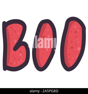 Boo lettrage pour impression rouge design. Typographie vector art halloween Illustration de Vecteur