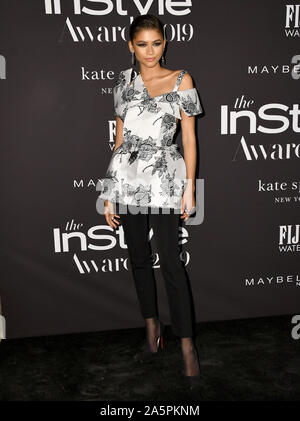 21 octobre 2019 - Hollywood, Californie - Zendaya. 2019 InStyle Awards tenue au Getty Center. Crédit photo : Birdie Thompson/AdMedia /MediaPunch Banque D'Images