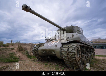 Sherman à Utah Beach à l'Utah Beach D-Day Museum, Normandie, France Banque D'Images