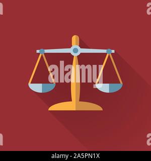 Balance de la justice modèle plat, ombre portée de l'icône. Droit et juridique affaires illustration vecteur symbole. Illustration de Vecteur