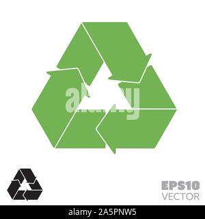 Flèches de recyclage vert et noir plein d'icônes. Glyph symbole de la gestion des déchets et la conservation de l'environnement. Du berceau au berceau télévision vector illustrati Illustration de Vecteur