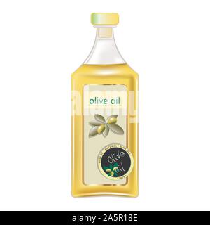 Bouteille avec de l'huile d'olives d'illustration vectorielle, isolé. Illustration de Vecteur