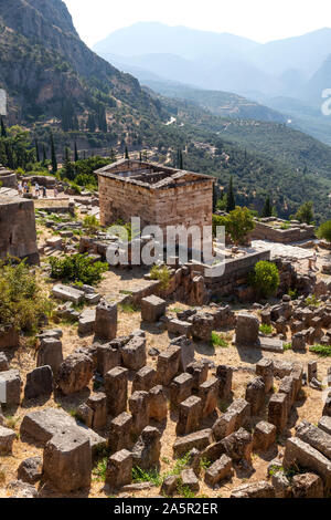 Le Conseil du Trésor des Athéniens, Delphi, Grèce Banque D'Images