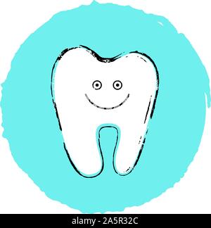 Vector illustration simple de la santé sourire dent sans caries. Illustration de Vecteur