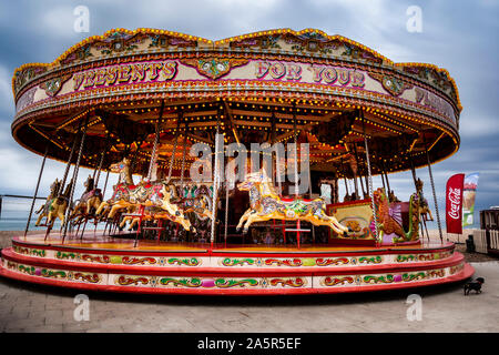 Carousel sur la plage de Brighton en Angleterre Banque D'Images