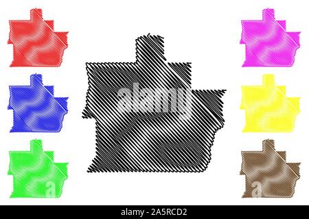 Comté de Pike, Alabama (comtés de l'Alabama, États-Unis d'Amérique,USA, États-Unis, US) map vector illustration gribouillage, croquis Pike localisation Illustration de Vecteur