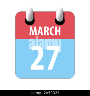 Le 27 mars. Jour 27 du mois, l'icône de calendrier simple sur fond blanc. La planification. La gestion du temps. Ensemble d'icônes de calendrier pour la conception web, le mois du printemps. Banque D'Images