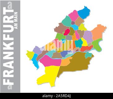 Frankfurt am Main coloré carte politique et administrative Illustration de Vecteur