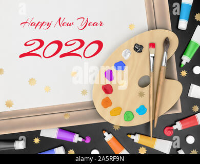 Salutations de fête d'un artiste - Bonne Année 2020 Banque D'Images