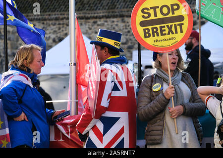 Chambres du Parlement, Westminster, London, UK 22 octobre 2019 Brexit manifestants devant les Chambres du Parlement. crédit : Matthieu Chattle/Alamy Live News Banque D'Images