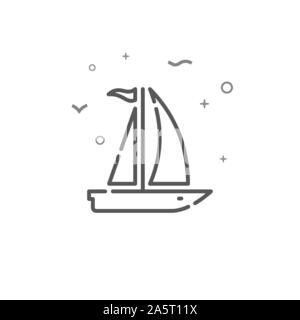 Yacht à voile à la simple ligne vectorielle icône. Yacht à voile à la symbole, pictogramme, signe. Fond clair. Avc. modifiable Régler l'épaisseur de ligne. Illustration de Vecteur