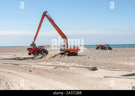 Sur la plage de la pelle à Norre Vorupor, le Danemark, l'Europe. Banque D'Images