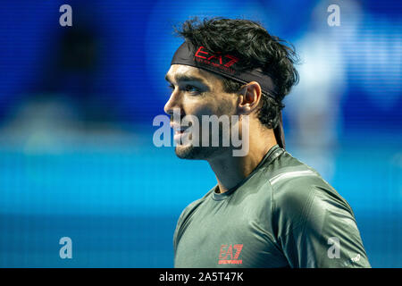 Bâle, Suisse. 22 octobre, 2019. Fabio Fognini (Italie) en avant de l'ATP 500 Swiss Indoors 2019 match de tennis entre Fabio Fognini et Alexei Popyrin à St Jakobshalle Bâle le 22 octobre 2019 à Bâle, Suisse. (Photo de Daniela Porcelli/SPP) SPP : Crédit Photo de la presse sportive. /Alamy Live News Banque D'Images