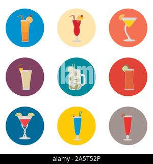Icône vecteur illustration pour définir symboles cocktail avec de la paille. Cocktail est constituée de télévision avec des éléments de conception d'applications web mobiles. Recueillir Illustration de Vecteur