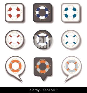 Icône vecteur illustration pour définir la mer gonflable bouée de symboles. Bouée est constituée de télévision avec des éléments de conception d'applications web mobiles. Collection Illustration de Vecteur