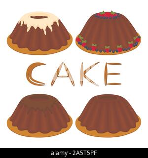 Vector illustration logo pour définir ensemble dessert maison gâteau. Se compose de gâteaux de boulangerie confiserie sucré naturel est décoré de baies de framboises. Manger Illustration de Vecteur