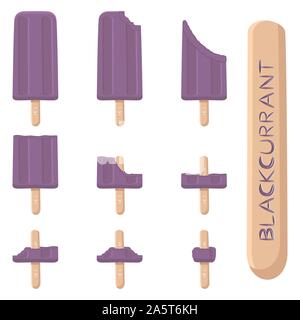 Vector illustration logo pour glace cassis naturel sur stick. La crème glacée est constituée de glace froid sucré, savoureux desserts congelés. Fresh Illustration de Vecteur