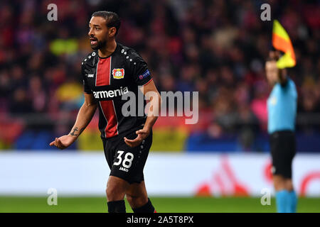 Madrid, Espagne. 22 octobre, 2019. Football : Ligue des Champions, l'Atlético Madrid - Bayer Leverkusen, Groupe, Groupe D, Journée 3 au stade Metropolitano de Wanda. Karim Bellarabi de Leverkusen. Credit : Marius Becker/dpa/Alamy Live News Banque D'Images