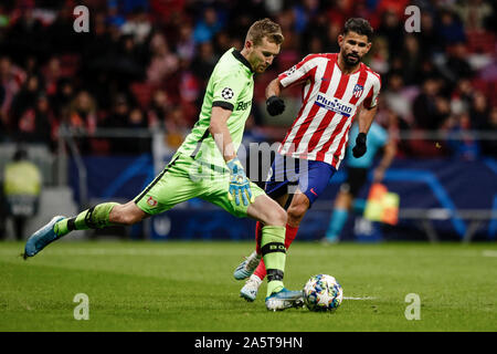 Wanda Stade Metropolitano, Madrid, Espagne. 22 octobre, 2019. Ligue des Champions de football, l'Atlético de Madrid contre Bayer Leverkusen ; Lukas Hradecky (Bayer 04 Leverkusen) efface les déplacements longue utilisation éditoriale - Credit : Action Plus Sport/Alamy Live News Banque D'Images