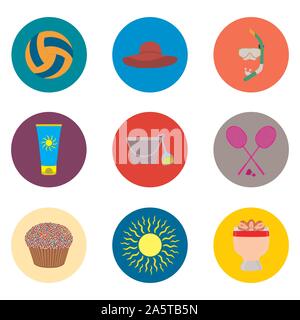 Icône vecteur illustration logo pour définir des symboles sur les touches de couleur à plat. Icon est constituée de signer avec des éléments de conception d'applications web mobiles. Collectio Illustration de Vecteur