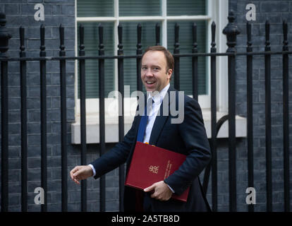 Matt Hancock, Secrétaire d'État à la santé et aux services sociaux, à Downing Street pour une réunion du Cabinet Banque D'Images