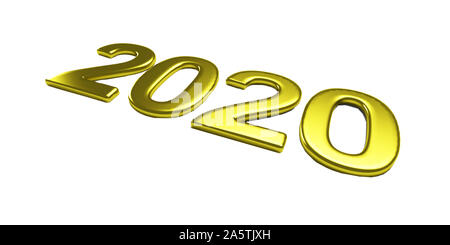 Or 2020 la conception 3D pour nouvel an fête de l'image carte d'invitation banner Banque D'Images