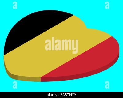 Belgique Drapeau en forme de coeur 3D de vecteur eps illustration 10. Illustration de Vecteur