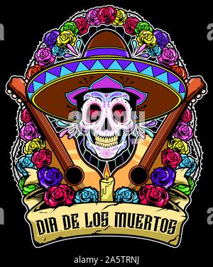 Le Jour des Morts Mascot Illustration de Vecteur