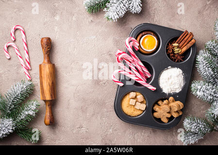 Ingrédients pour la cuisson de cookies de Noël Banque D'Images