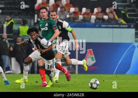 Juan Cuadrado (Juventus) lors de la Ligue des Champions, match de football entre la Juventus FC Lokomotiv Moscou et de Allianz Stadium sur Octobre 22, 2019 à Turin, Italie. Banque D'Images