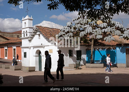 , Ermita de San Miguel del Principe, Hermitage, dans Plazoleta Chorro de Quevedo, Candelaria quartier, Bogota, Colombie Banque D'Images