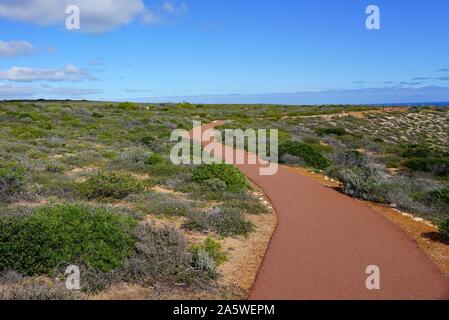 Vue sur des falaises le Parc National de Kalbarri dans le milieu de l'ouest de l'Australie-Occidentale en Australie. Banque D'Images