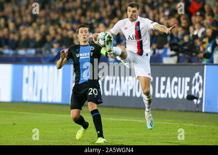 22 octobre 2019 Brugge, Belgium Soccer Club Brugge v PSG , Ligue des Champions , L-R Hans Vanaken de Club de Bruges, Banque D'Images