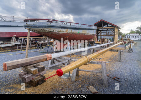 Panorama de l'antenne du chantier et le phare à St Michaels Harbour dans la baie de Chesapeake dans le Maryland Banque D'Images