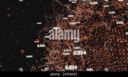 Réseau de lignes abstraites et des nombres aléatoires. Données d'entreprise. 3D illustration Banque D'Images
