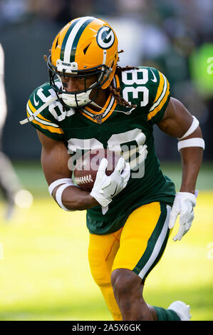 Green Bay, WI, USA. 20 Oct, 2019. Green Bay Packers Tramon Williams évoluait # 38 avant le match de football de la NFL entre les Raiders d'Oakland et les Packers de Green Bay à Lambeau Field de Green Bay, WI. John Fisher/CSM/Alamy Live News Banque D'Images