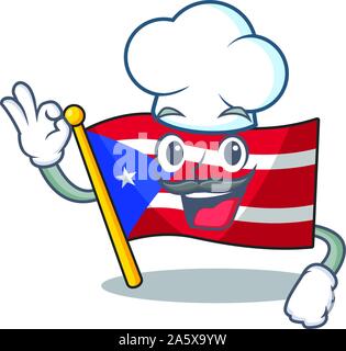 Chef d'un drapeau Porto Rico avec le caractère Illustration de Vecteur